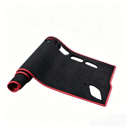 ZLXMRUT Flannel Dash Cover Mat for 2024-2026 Buick Envision (Facelift) with HUD Custom Fit Dashboard Protector Sunshield Anti-Slip Auto Interior Accessories 1 Piece,Black-Red