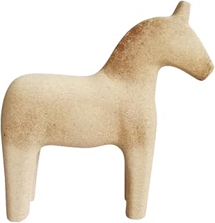 Healifty Unfinished Wooden Horse Swedish Dalecarlian Horse Figurine Vintage Blank Wooden Statue Sculpture for Kids DIY Painting Toy Mosaic Crafts Color