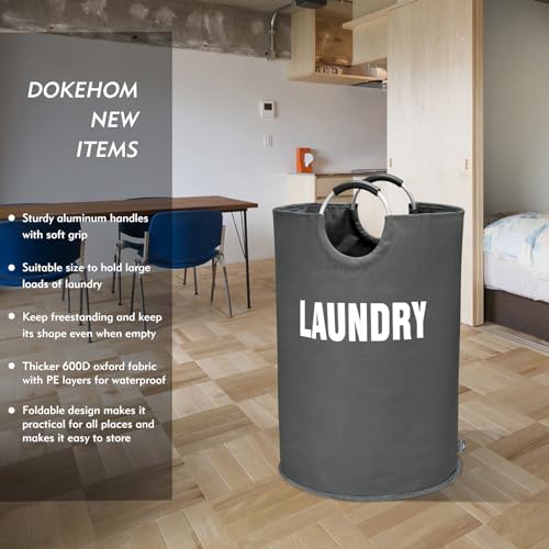 DOKEHOM 160L XX-Large Laundry Basket (7 Colors), Collapsible Laundry Bag, Foldable Laundry Hamper, Folding Washing Bin (Dark Grey, XXL)