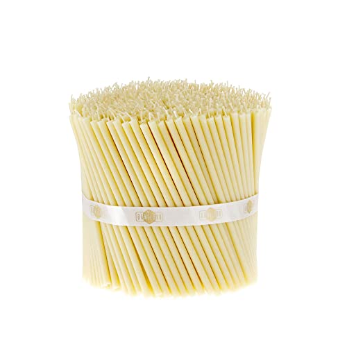 Danilovo Thin Taper Beeswax Candles - Honey-Scented, Decorative Candles Ideal for Birthday Decoration or Church Prayers - White Drip Free, Tall & Smokeless Pack of 200 pcs, 5.9 x 0.2 inch