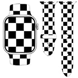 Vieeki Checkered Watch Band for Women Man (Compatible with Apple Watch 42mm 46mm 49mm 41mm 45mm 40mm 44mm) (Replacement Strap for iWatch Series Ultra SE 11 10 9 8 7 6 5 4 3) White 42mm