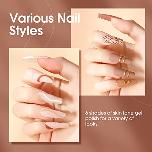 Rosalind Nude Gel Polish Set, 6 Colors White Nude Gel Nail Polish All Seasons Brown U V/Led Gel Nail Polish Manicure Nail Art Gifts For Women Girls #TOP2