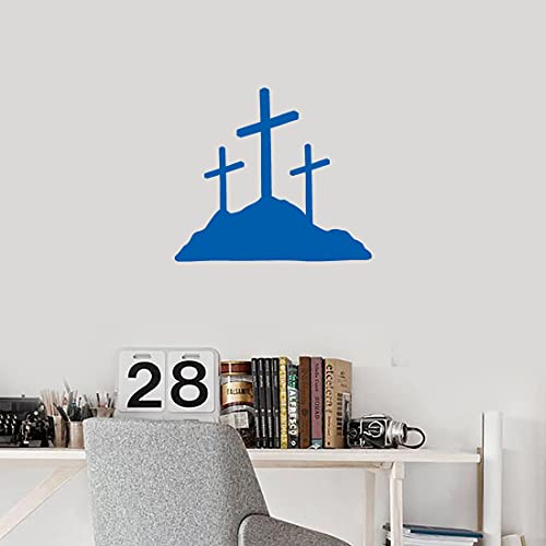 Image of Calvary Crosses Christian Jesus (Azure Blue) (Set Of 2) Premium Waterproof Vinyl Decal Stickers For Laptop Phone Accessory Helmet Car Window Bumper Mug Tuber Cup Door Wall Decoration