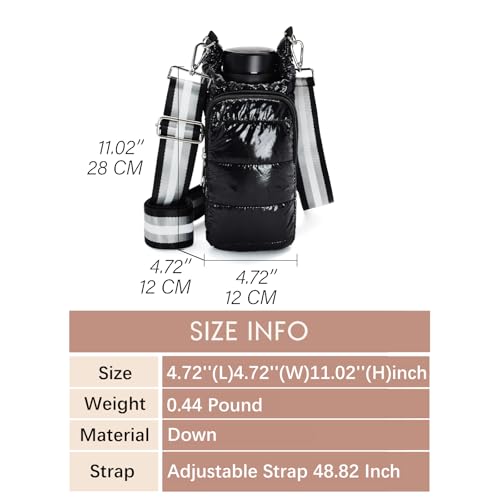 Image of KAMEILONG Puffer Water Bottle Holder Quilted Sports Pouch Bag with Adjustable Shoulder Strap Flask Sling Bag