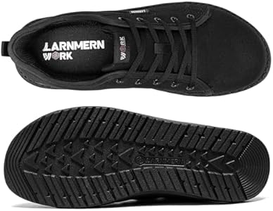 LARNMERN Werkschoenen Heren Veiligheidsschoenen Antislip Lichtgewicht Stalen Neus Schoenen Comfortabele Demping(44.5 EU,Zwart