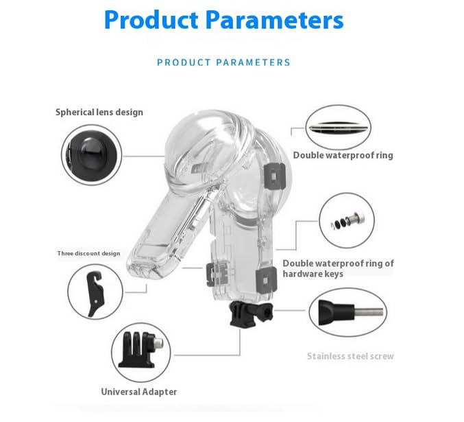 Coyktonty Invisible Dive Case/Waterproof Case for Insta360 X5,197ft/60M Waterproof Housing,with Anti-Fog Sheet and Bracket