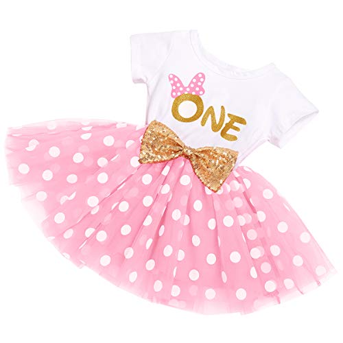 It’s My 1St/2Nd Birthday Outfit Toddler Baby Girl One Party Tutu Dress For Kids Halloween Pageant Half/First Onesie Crown Infant Skirt Sets For Photo Props Costume Pink-Polka Dots(One) 1Y #TOP1