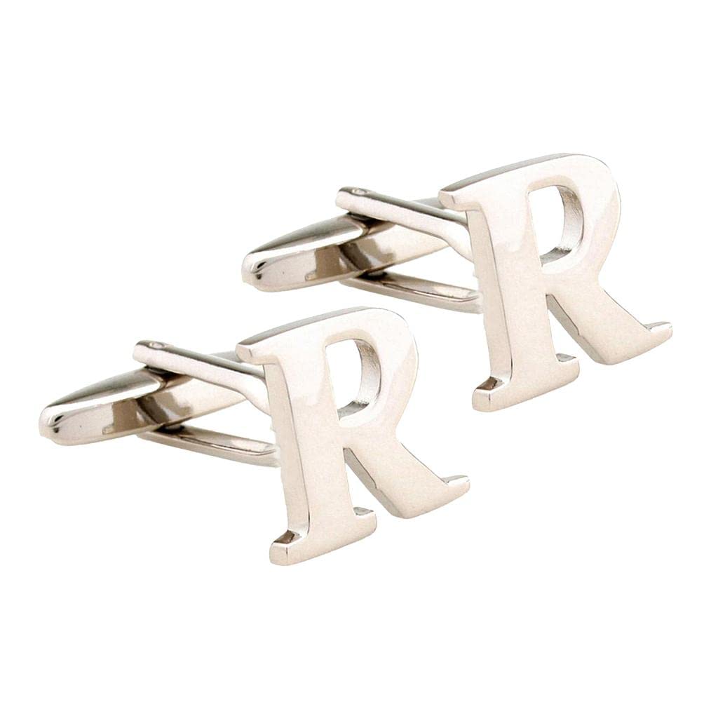 Mens Brass Initial Cufflinks Letter Business Shirt Cuff Links Wedding Gift R-image-6