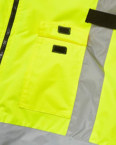 Bass Creek Outfitters Men's Ansi/ Isea Class 3 High Visibility Safety Jacket - Workwear Construction Coat: Reflective Taping, Size Large, Yellow #TOP2