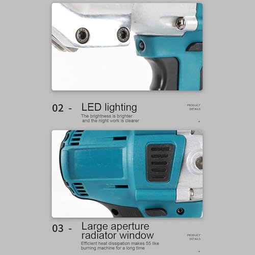 Tesoura elétrica sem fio para metal, prática, cabeça giratória de 360 °, tesoura elétrica, confortáv