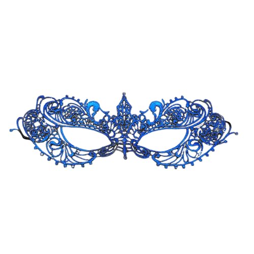 Masque vénitien en dentelle - Mascarade, féminin, élastique, adapté pour déguisement de mascarade, carnaval, anniversaire, bleu, taille unique
