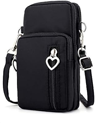 Zipper Crossbody Bag, Women Shoulder Pouch Wallet Purse Armband for iPhone 14 13 12 iPhone 11 Pro Max XR XS Max Samsung Galaxy S22 S22+ S21 FE S20 FE A53 A33 Google Pixel Pixel 6 5 4a 5G (Black)