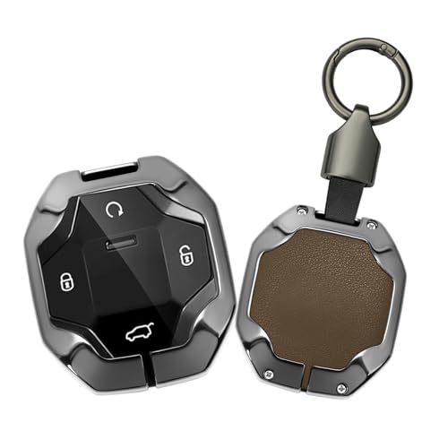Ysbxitu Zinc Alloy Key Fob Cover Compatible with Chery Jetour T2 X90 X70 X95 Dashing X70 Plus C-DM Shanhai L9 Traveller 2023 2024 2025 Key Controller Protective Cover Keychain B-Brown