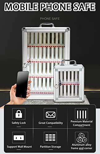 Wall-Mounted Aluminum Alloy Cell Phone Storage Cabinet, 24/60 Slot Mobile Phone Locker, Portable Hand-Carry Design, Secure Cell Phone Organizer for Offices & Homes