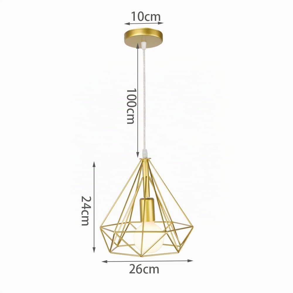 iDEGU Lampada a sospensione vintage 25 cm Lampada da soffitto industriale E27 Illuminazione a sospensione retrò per sala da pranzo, camera da letto, soggiorno, cucina (3 pezzi, oro)