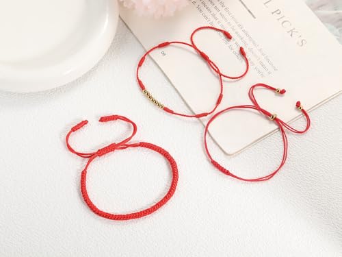 Bracelets for Women Kabbalah Red String Bracelet With Gold Bead 7 Knot Protection Bracelets Handmade Braided Jewelry Adjustable Amulet Good Luck Gift for Men4