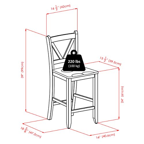 Winsome Wood Victor 2-Piece V-Back Counter Stools, 24-Inch, Brown #TOP6