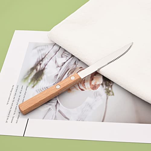 Silver Flatware Set With Natural Wood Handle, 24 Pcs Silverware Set For 6, Premium 18/8 (304) Stainless Steel Cutlery Set, Forks Spoons And Knives Set For Home/Camping/Travel, Mirror Finish #TOP2