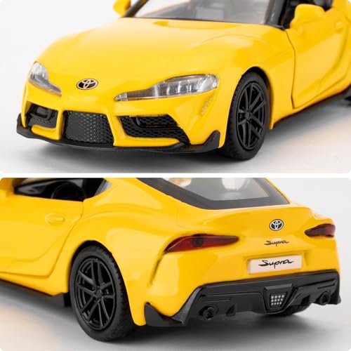 imtfzct 1/36 Toyota Supra Modellauto, Spielzeugauto mit Pull Back Funktion, Türen zum Öffnen, Freizeitspielzeug, Auto Geschenk für Jungen und Mädchen (gelb)