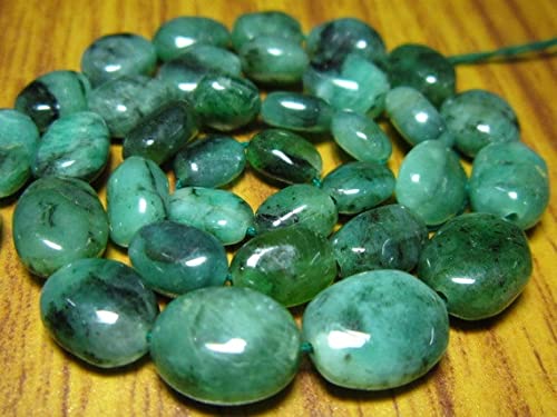 Perles émeraude naturelle 5-10mm en fil de 14 pouces pour fabrication de bijoux