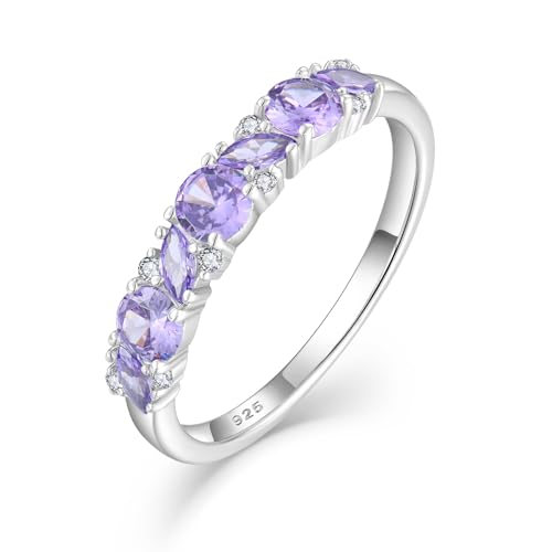 Marquise Cut Birthstone Eternity Rings for Women, Sterling Silver 925 Stacked Engagement Rings for Her Wedding Band, Size 5-10