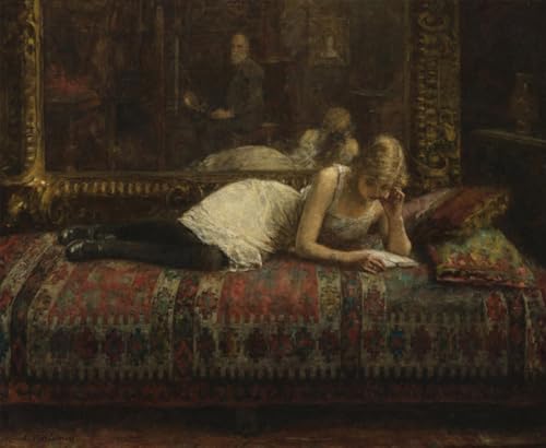 Tableaux Peinture sur Toile Alexei Harlamoff l'artiste et son modèle Décoration Chambre 60x90cm
