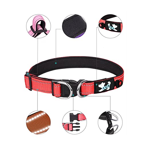 Reflective Dog Collar, Soft Neoprene Padded Nylon Pet Collar With Durable Metal Buckle Adjustable For Small Medium Large Dogs #TOP3