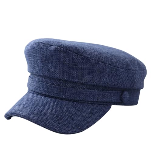 Béret pour femme noir à haut plat au style marin moderne en taille unique