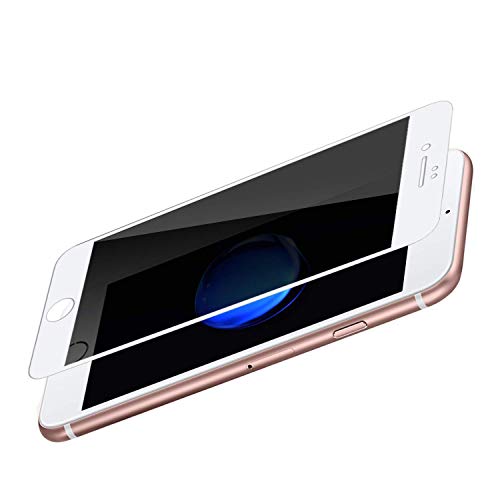 Privacy Screen Protector Compatible with iPhone 7 Plus, iPhone 8 Plus，Anti Spy High Definition Screen Protector, Yunqin Unbreakable Tempered Glass, 3D Full Coverage (White)