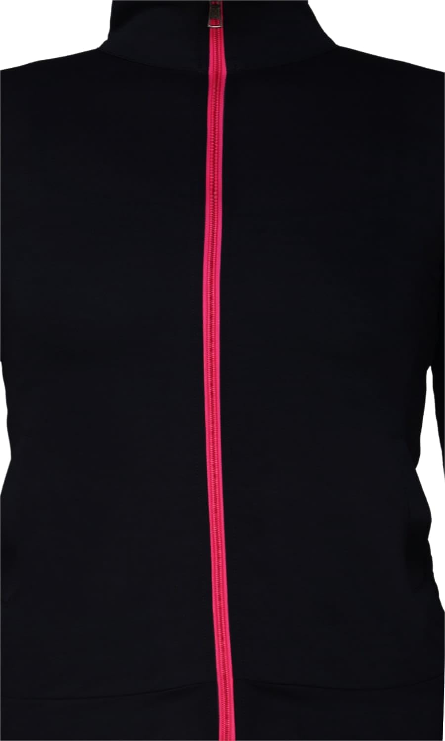 PALOMI Women Full Sleeves Gymwear Sports Polyester Jacket with Pink Zipper and Pockets (X-Large, Black) 1