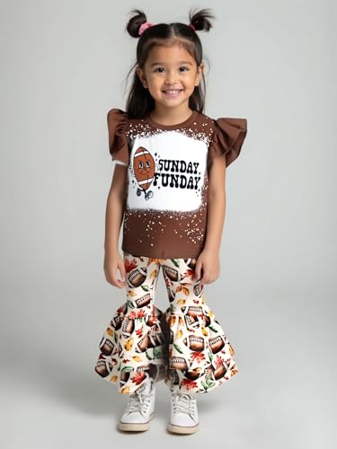Image of Unique Baby 2 Piece Girls Double Bell Bottom Leggings Outfit with Short Sleeved Shirt Kid and Toddler Clothes Set