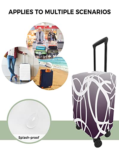 Travel Luggage Cover Spandex Elastic Suitcase Cover for Luggage, Scratch Proof Luggage Cover Protector for Trunk Case 29-32 Inch Luggage, Modern Art Circle Ombre Line Purple4