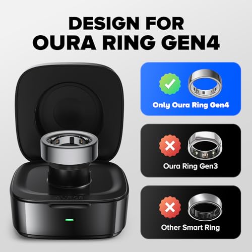 Wireless Charging Case Compatible with Ou-ra Ring Gen 4 Charger, 600mAh Portable Travel Ring Charger Fast Charging Dock with USB-C Cable (Size 8-Jet Black) by Vokelater - Image 2