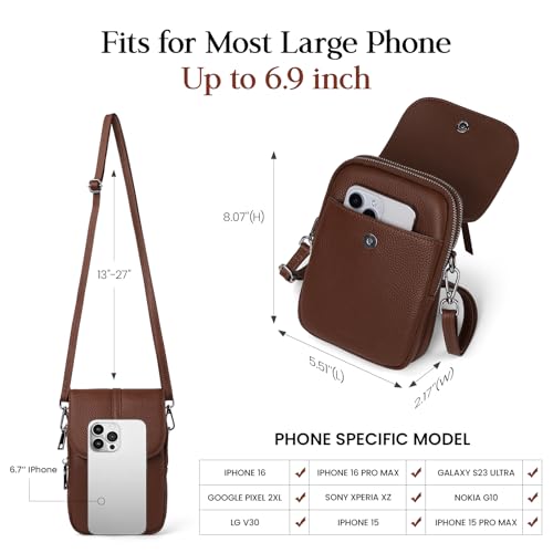 Image of befen Genuine Leather Small Crossbody Bags for Women Cell Phone Purse