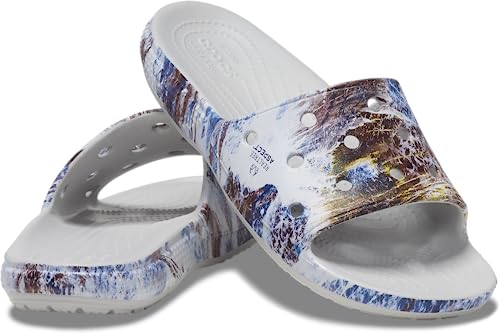 Crocs Unisex Classic Camo Slides Sandal, Atmosphere, 10 US Men