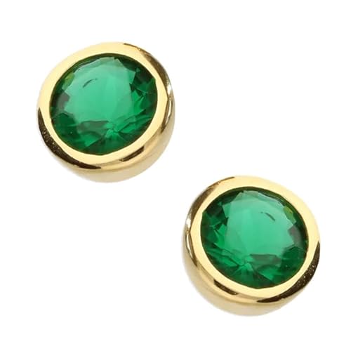 9ct Gold on Silver Emerald Stud Earrings - May Birthstone