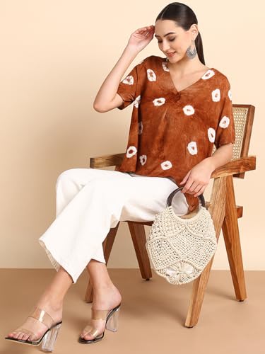 Image of Maaesa Hand Dyed Half Sleeves Rayon Top
