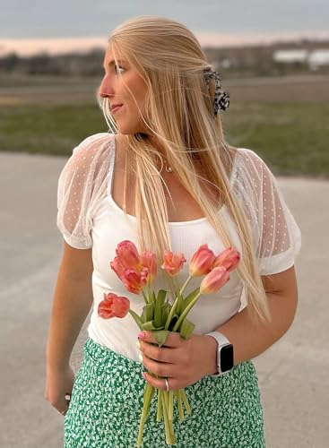 DOROSE Womens Summer Tops Sexy Casual Mesh Short Sleeve Shirts Blouses S-XXL3