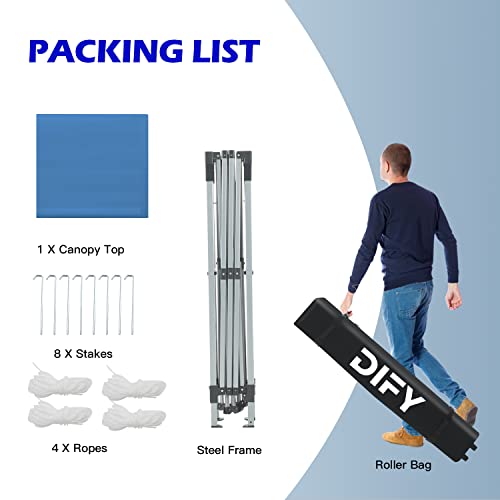 Dify 10X10 Shelter Pop Up Folding Canopy, Outdoor Canopy Tent With Roller Bag, Easy To Assemble And Carry, Patio Outdoor Canopy For Commerce, Beach, Party(Blue) #TOP5