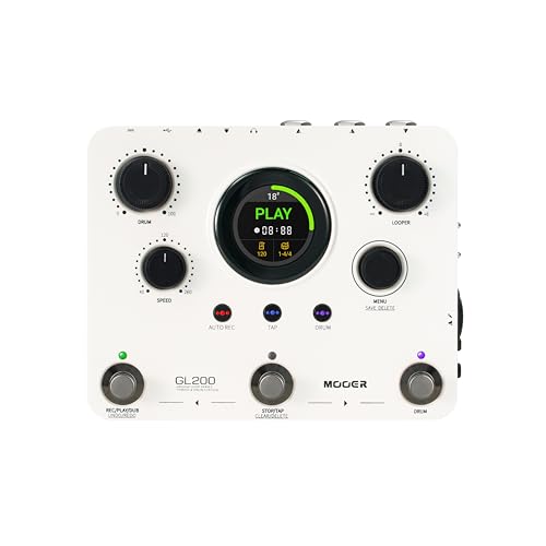 MOOER GL200 Looper Pedal Drum Machine, Drum Looper Guitar Pedal with 800 Mins Loop Dual TRS MIDI I/O Custom Drum Kits MIDl Groove Import Bluetooth Audio Integration Supports Microphone Headphone