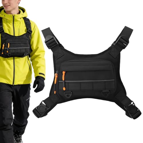 Paquete de pecho de snowboard | Bolsa de pecho unisex - Mochila de chaleco frontal para correr y ciclismo | Bolsa ligera ajustable para correr | Equipo deportivo de nailon duradero para pesca
