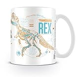 Volumen de suministro 1art1 Jurassic World, Fallen Kingdom, T Rex Stats Taza Foto (9x8 cm) Y 1x Pegatina Sorpresa