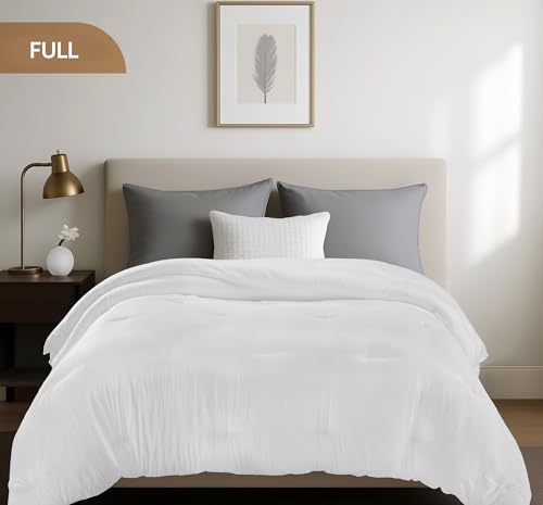 Image of Utopia Bedding Comforters Full Size, All Season Duvet Insert, Down Alternative Full Comforter with Corner Tabs, Machine Washable Bed Comforter 82 x 86 Inches (White)