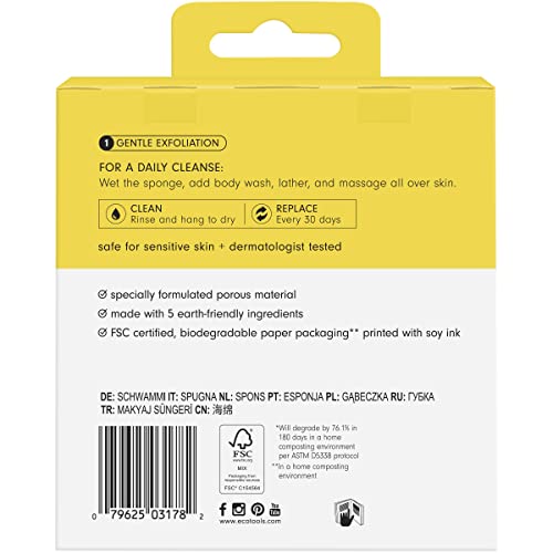 Ecotools Body Cleansing Bioblender, Shower Sponge, Eco-Friendly Cleansing Mitt, Exfoliating For Self-Tan Prep & Dead Skin Removal, For Body Washes & Scrubs, Cruelty Free & Vegan, 2 Count #TOP2