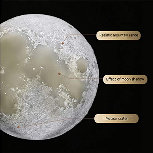 Lâmpadas Deewin Moon Light com suporte de impressão 3D Lua, 16 cores LED regulável com controle de t