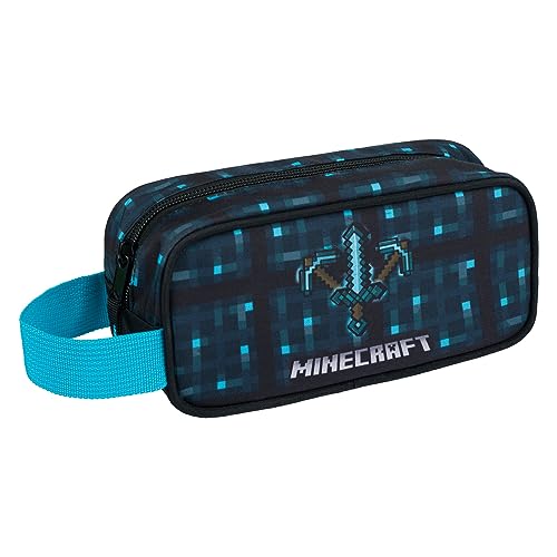 Baagl Minecraft - Estuche escolar para niños y niñas, Blue Axe And Sword, Estuche