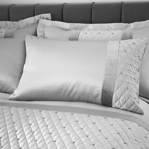 Housse de Couette Super King Size Catherine Lansfield avec taie d'oreiller gris argenté