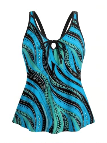 SOTHEA Plus Size Tankini Tops for Women Only Cutout Bowtie Womens Bathing Suits Full Coverage Bathing Suit Top 2026 No Bottom