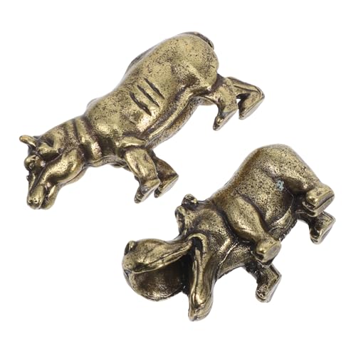 Cabilock 2 Pezzi Statua Di Ippopotamo in Lega Di Zinco Decorazione Da Tavolo Vintage Di Ippopotamo Piccola Scultura Di Animale Per Interni Decorazione Per Scrivania e Giardino