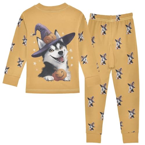 Fustylead Halloween Happy Husky and Pumpkin Cotton Pajamas, Snug Fit Long Sleeve Soft Sleepwear Pjs2